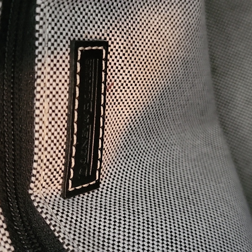 Dooney & Bourke Gray Canvas Black Leather Trim Satchel Shoulder Bag - Picture 13 of 16